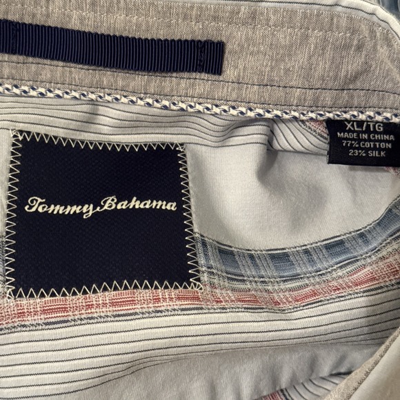 Tommy‎ Bahama Shirt Men's XL Multicolor Striped Cotton/ Silk Blend Beach Preppy - Picture 5 of 6